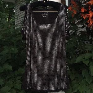 Rhinestone cold-shoulder top